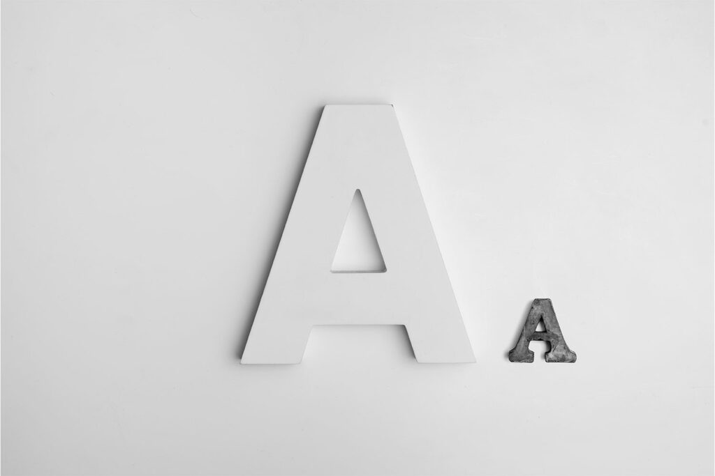 grande lettre A, petite lettre A
